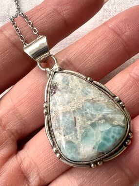 925 Calming Caribbean Larimar Pendant Necklace